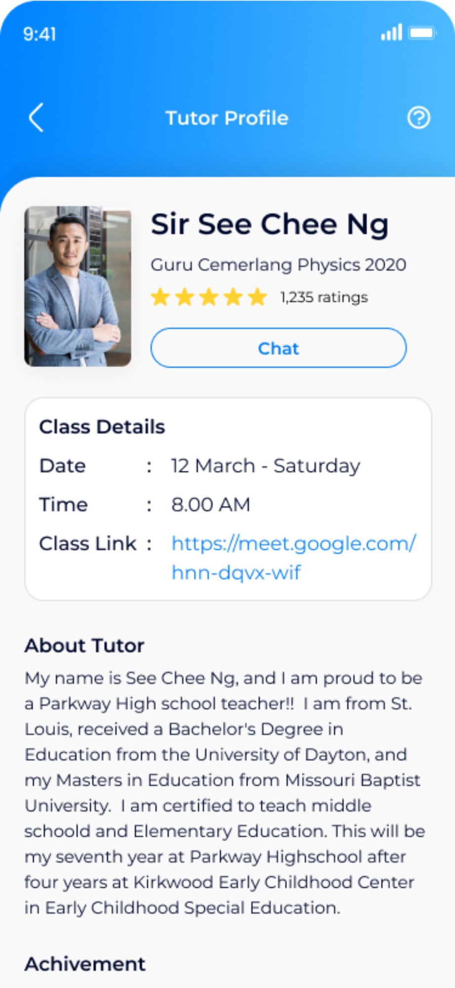 Profil tutor tuisyen online Pickiddo — kelayakan, rating dan ulasan pelajar